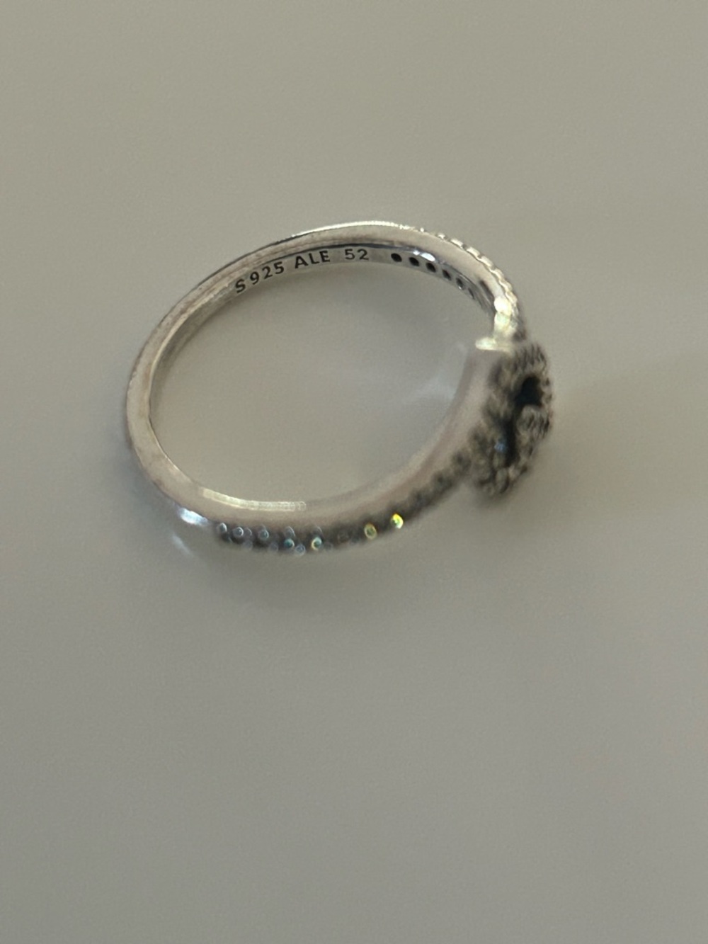 Pandora Wishbone Heart Ring Silver Sparkling Stones with Box Size 6 / 52 - Picture 6 of 6